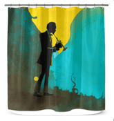 Artistic SurArt 120 shower curtain transforming the bathroom into a stylish haven
